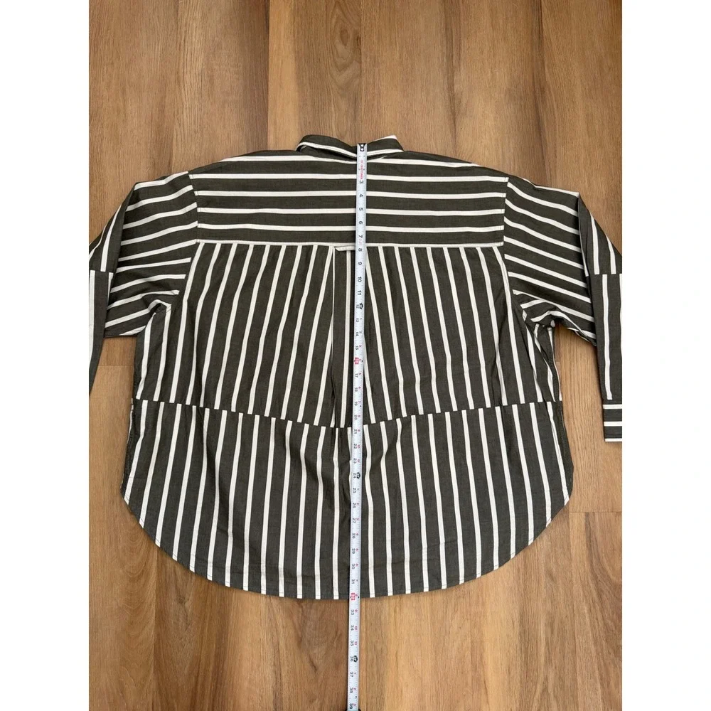 J.Crew Etienne Oversized offset Striped Button Down poplin Shirt 3X NEW preppy